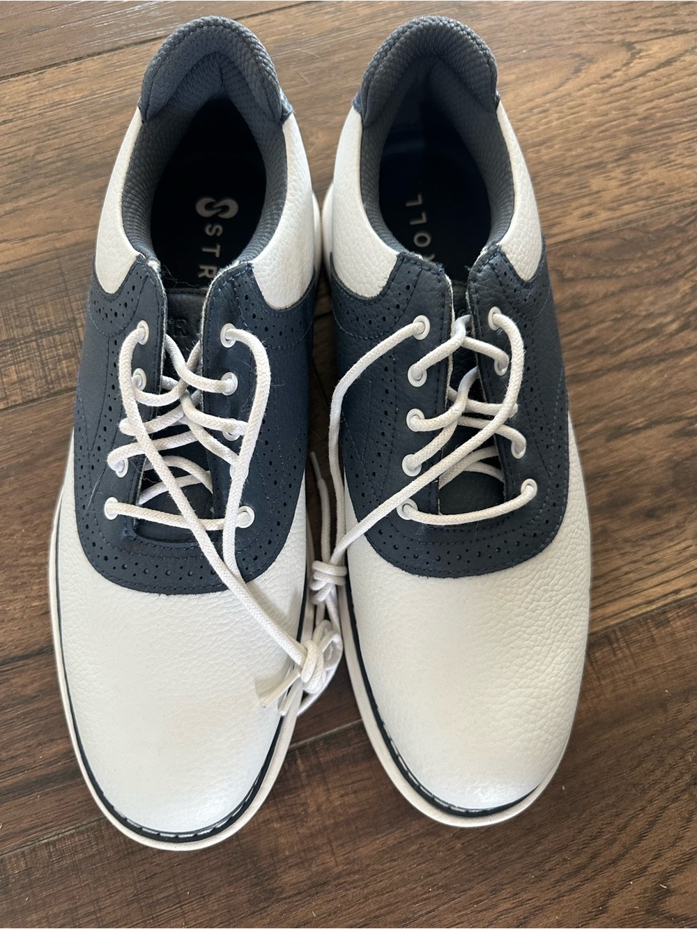 Stroll Men's Two-Tone White and Navy Golf Shoes